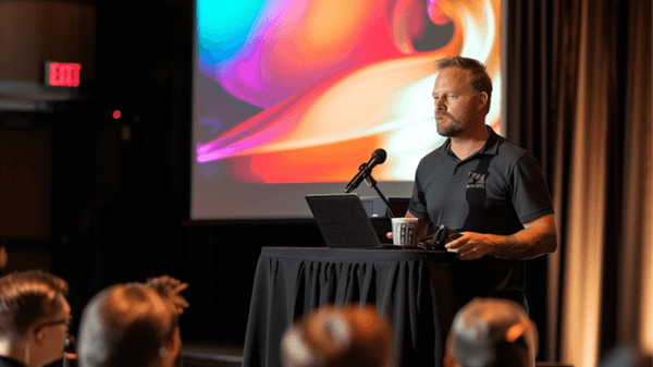 Marketers networking and attending keynote sessions at a leading growth marketing conference, highlighting collaboration and learning in a dynamic event setting.