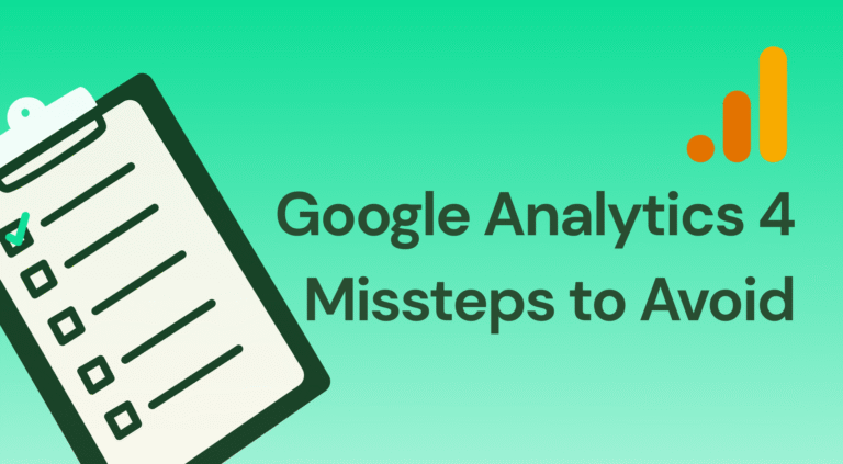 GA4 missteps to avoid cover image containing a checklist and main headline